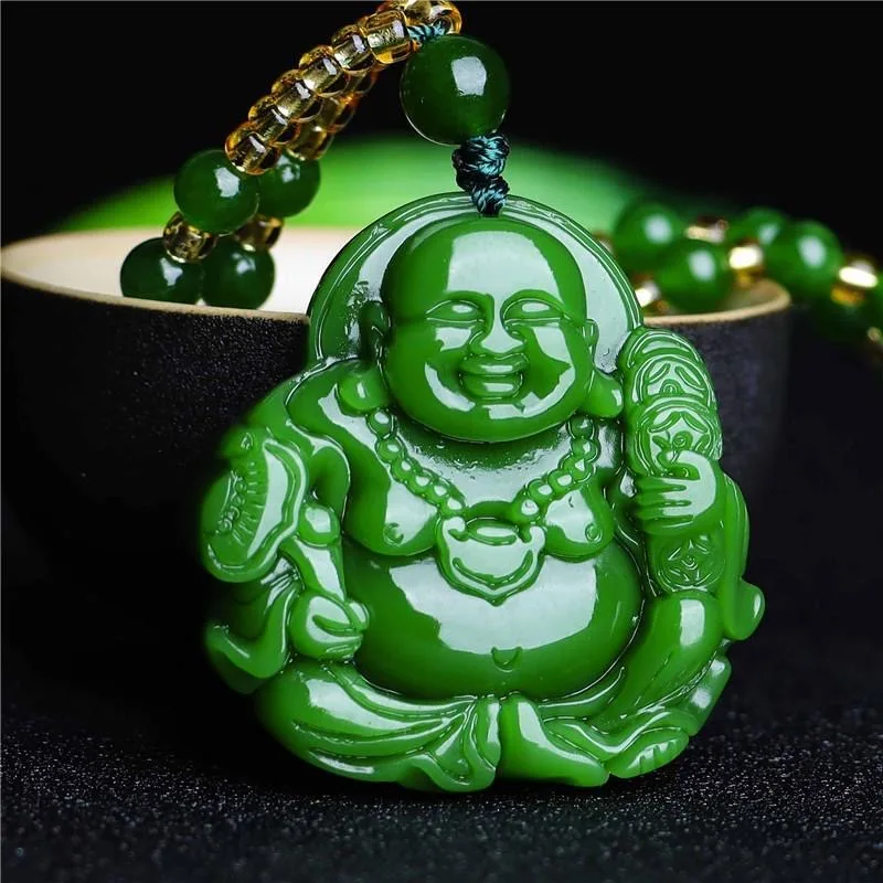 Women Fashion Drawing - Chinese Green Jade Maitreya Buddha Pendant