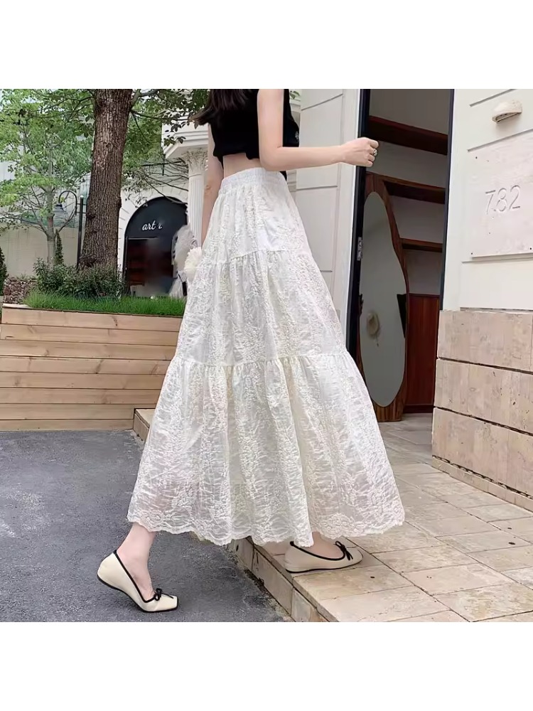 A-Line Skirt Midi - plus Size Women's High Waist A-Line