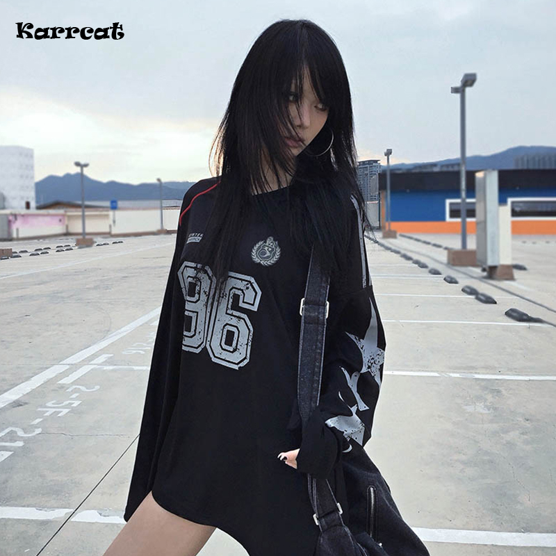 Women'S Fashion From The 90S - Karrcat Trashy Y2k Jersey Tops Grunge