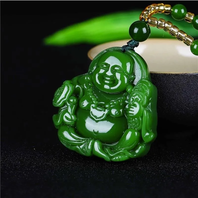 Chinese Green Jade Maitreya Bu - Women Fashion Drawing 评论和价格