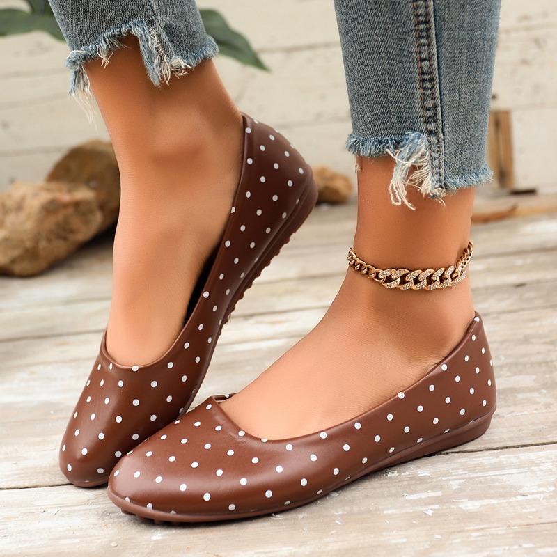 Ladies White Polka Dot Flats R - Women'S Fashion Walking Shoes 评论和价格