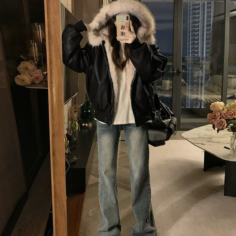 Winter Thick Warm Fleece Hoode - Women'S Fashion Bomber Jacket 评论和价格