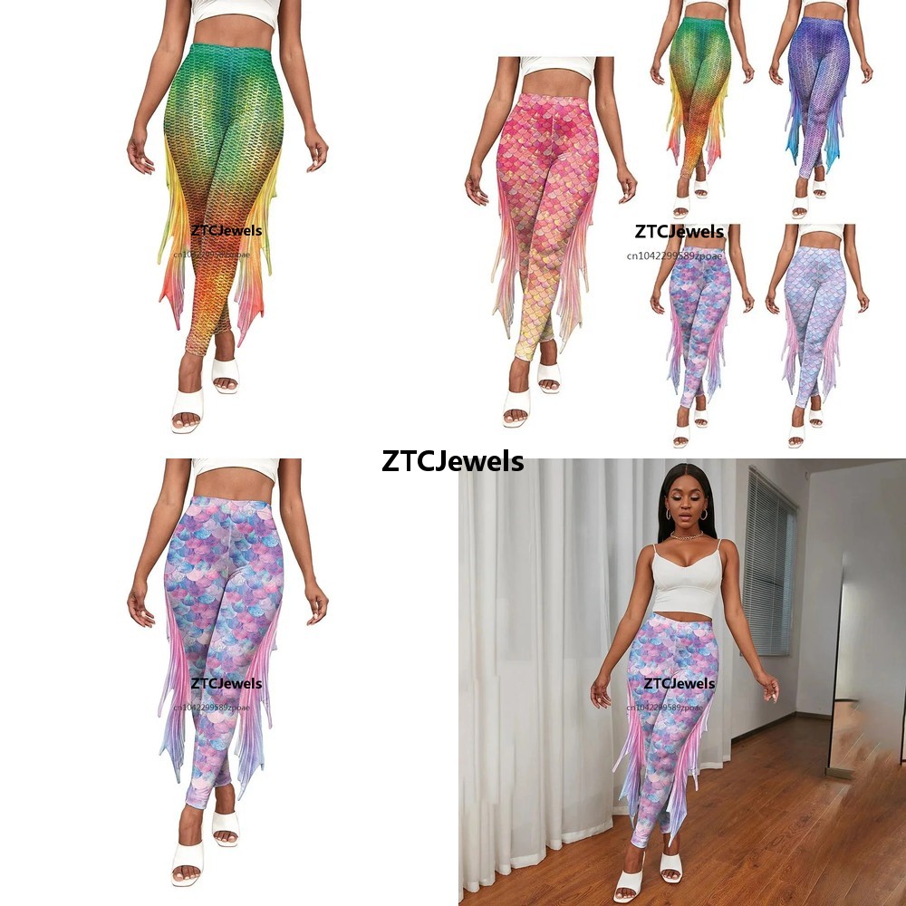 Mermaid Scale Printed Leggings - Women'S Fashion Leggings 评论和价格