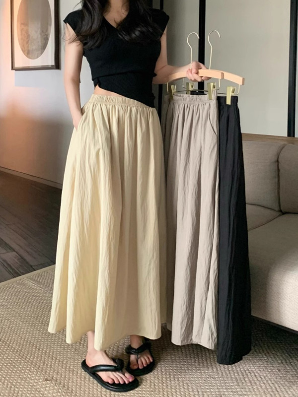 Extra Large Size Ice Silk High - A-Line Skirt Midi 评论和价格