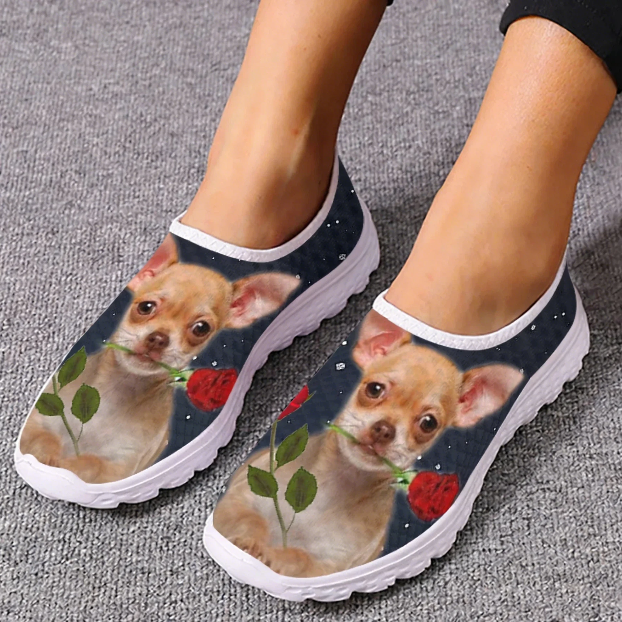Chihuahua Rose Flower Design M - Women'S Fashion Tennis Shoes 评论和价格