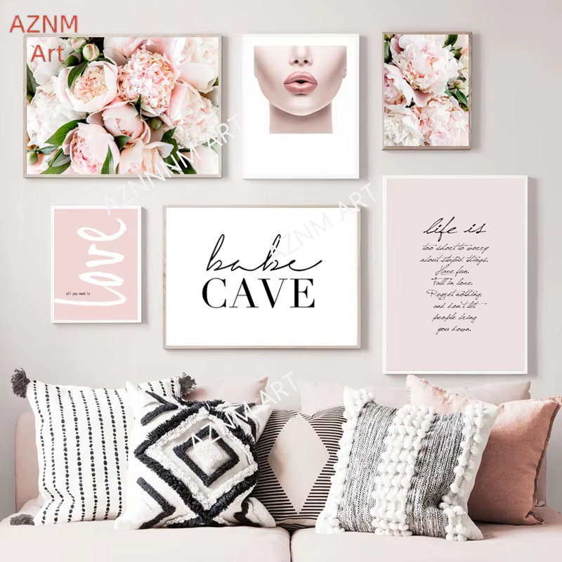 Gallery Wall Art Pictures Pink - Women Fashion Drawing 评论和价格