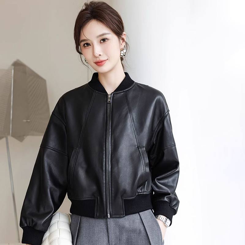 American Retro Faux Leather Ja - Women'S Fashion Bomber Jacket 评论和价格