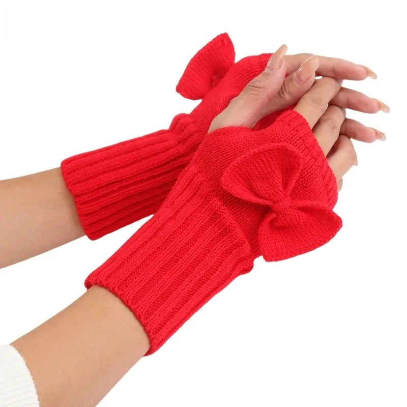Knit Bow Fingerless Gloves – S - Women'S Fashion Gloves 评论和价格