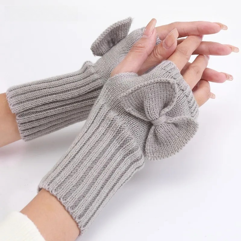 Knit Bow Fingerless Gloves – S - Women'S Fashion Gloves 评论和价格