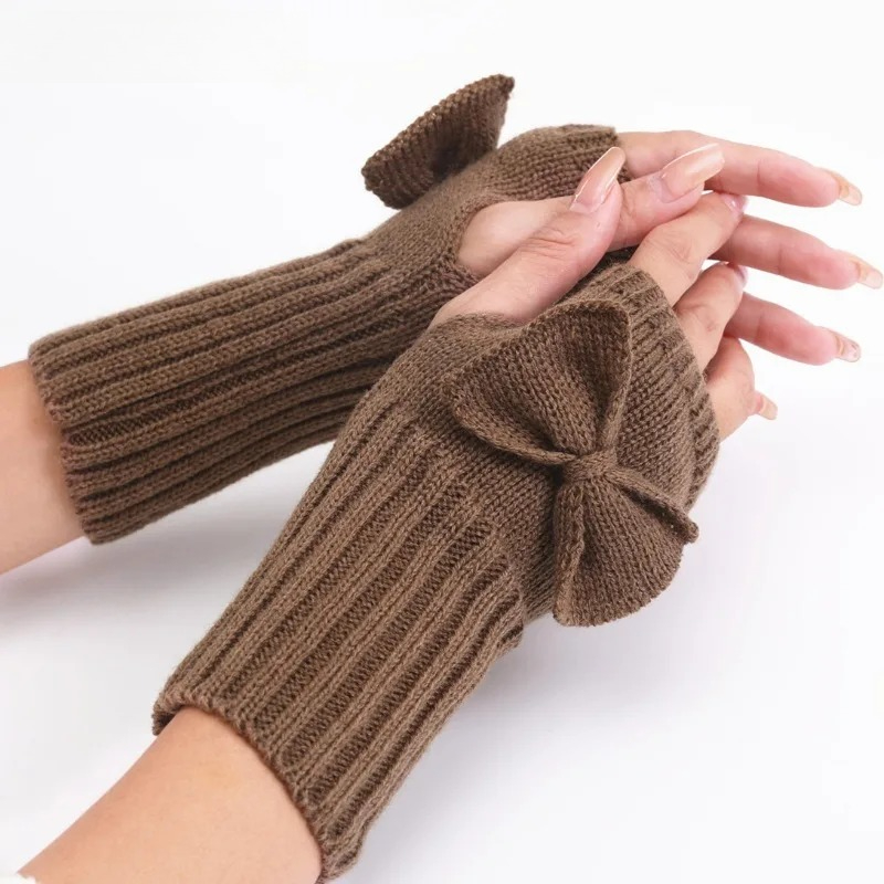 Knit Bow Fingerless Gloves – S - Women'S Fashion Gloves 评论和价格