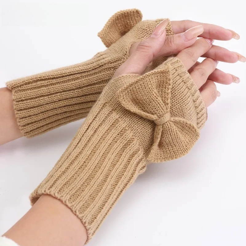 Knit Bow Fingerless Gloves – S - Women'S Fashion Gloves 评论和价格