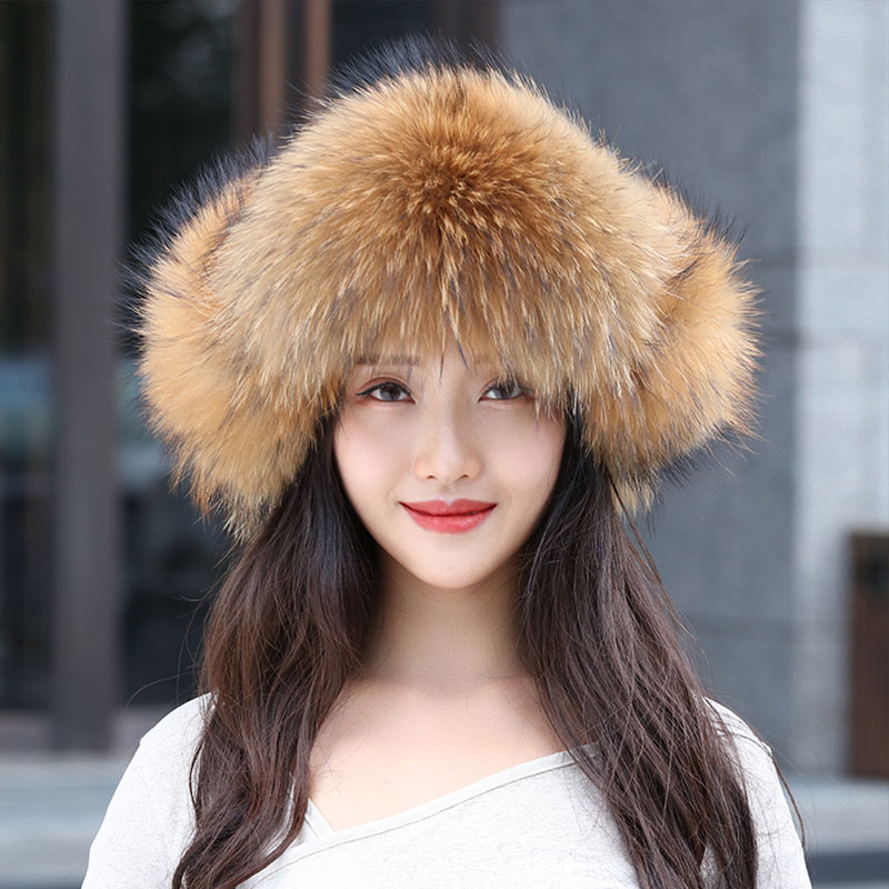 100% Real Fox Fur Hats Women's - Women'S Fashion Bomber Jacket 评论和价格