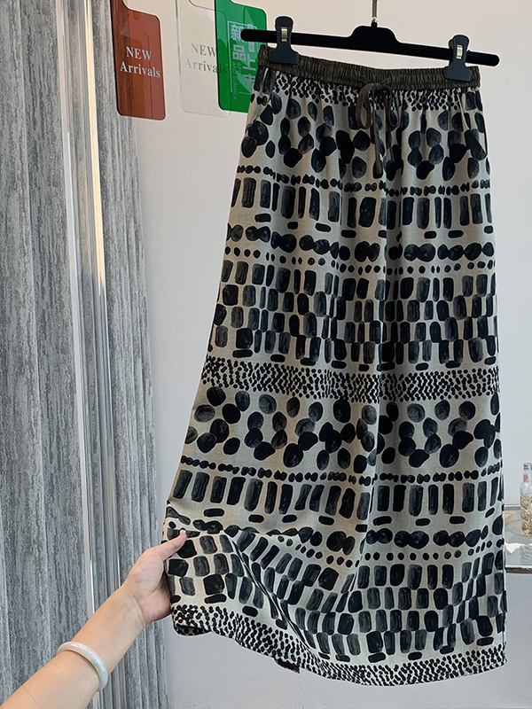 Retro Floral Print Loose Light - A-Line Skirt Midi 评论和价格