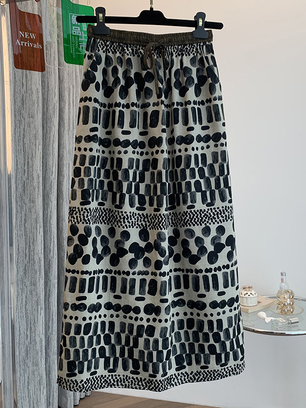 Retro Floral Print Loose Light - A-Line Skirt Midi 评论和价格