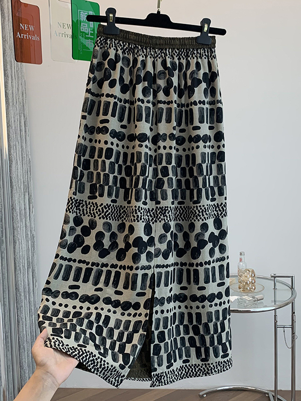 Retro Floral Print Loose Light - A-Line Skirt Midi 评论和价格