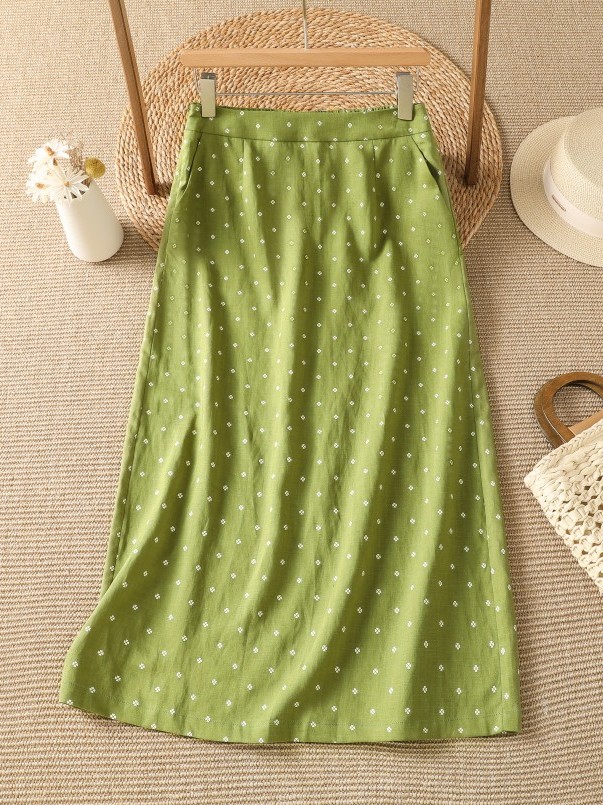 High Waist Floral Half Skirt T - A-Line Skirt Midi 评论和价格