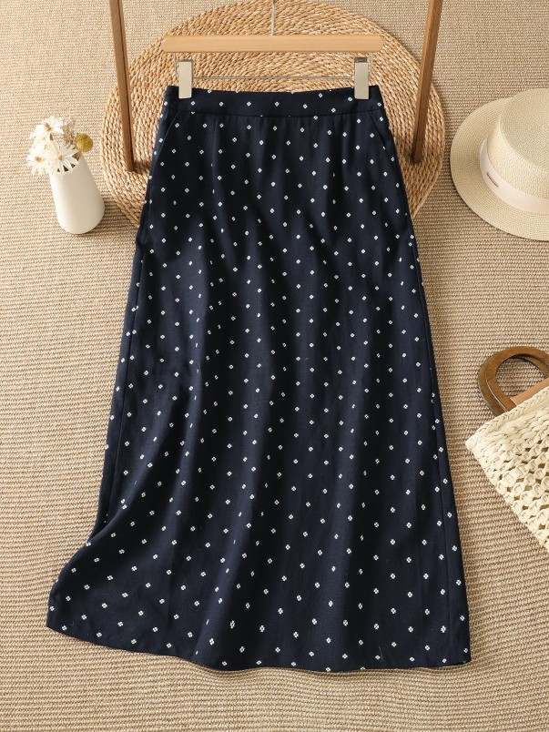 High Waist Floral Half Skirt T - A-Line Skirt Midi 评论和价格
