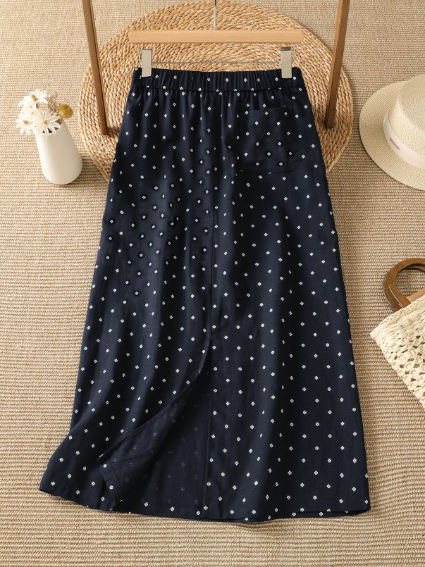 High Waist Floral Half Skirt T - A-Line Skirt Midi 评论和价格