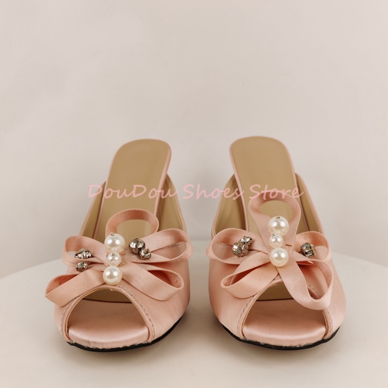 Pink Satin Bow Pearl Rhineston - Slip Dress Satin 评论和价格