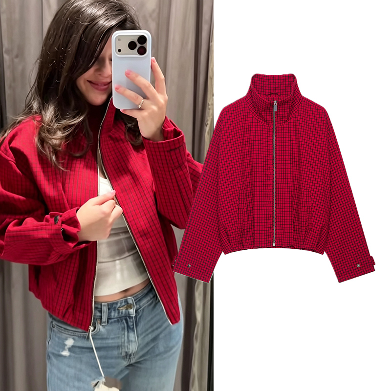 Autumn Fashion Plaid Bomber Ja - Women'S Fashion Bomber Jacket 评论和价格