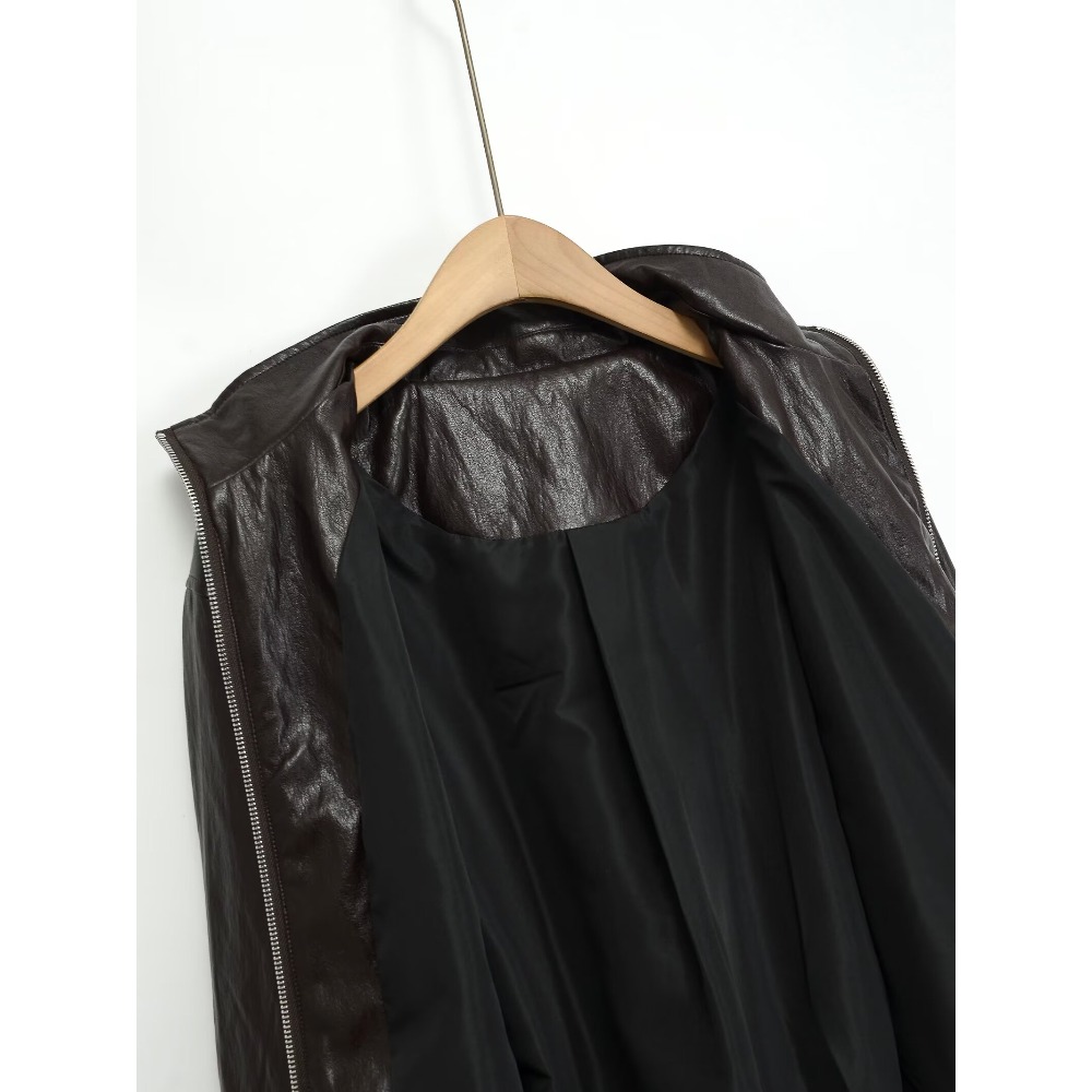 Elegant Fashion Cropped Faux L - Women'S Fashion Bomber Jacket 评论和价格
