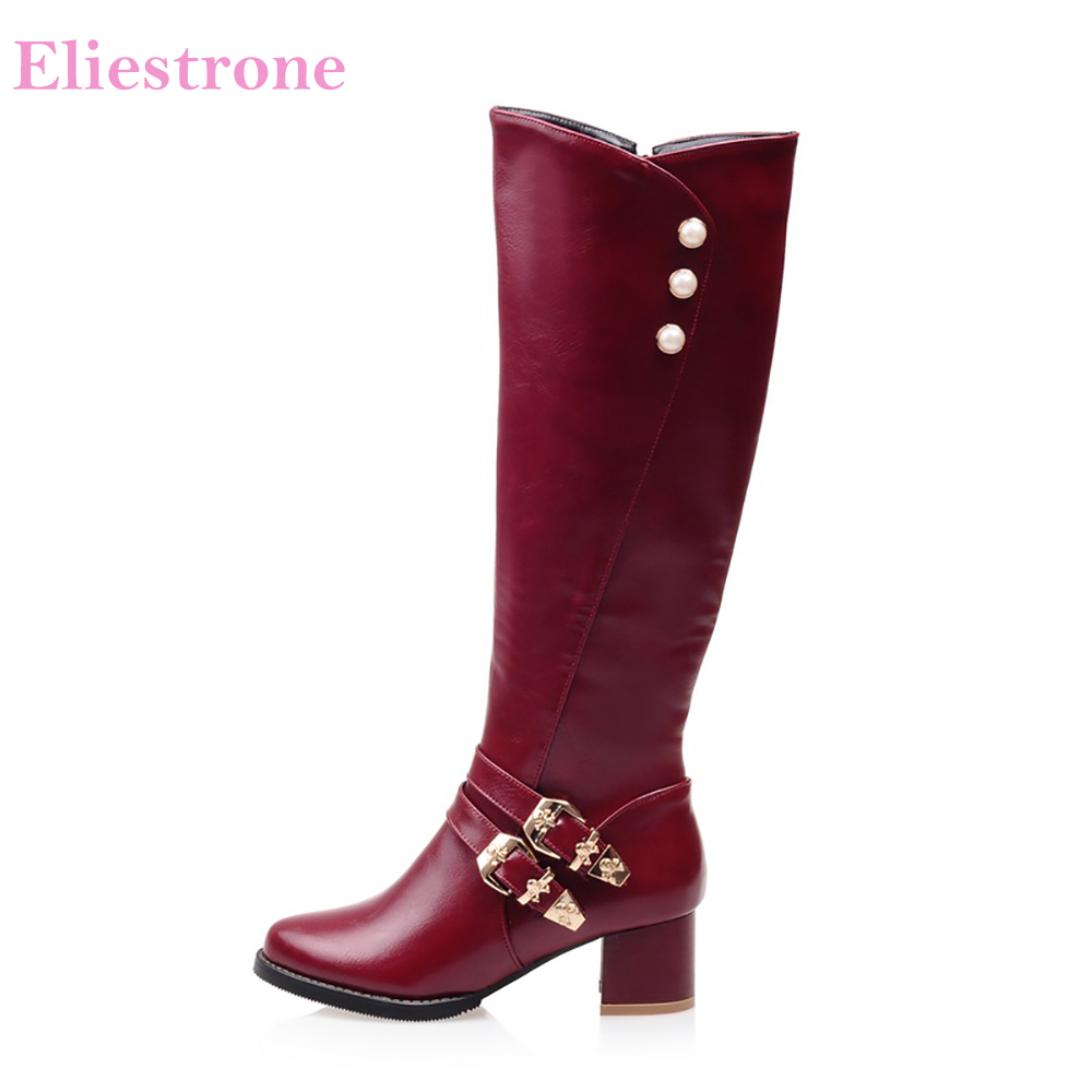 Brand New Fashion Red Black Wo - Women'S Fashion Knee High Boots 评论和价格