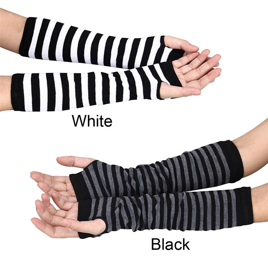 Women Long Sleeve Gothic Strip - Women'S Fashion Gloves 评论和价格