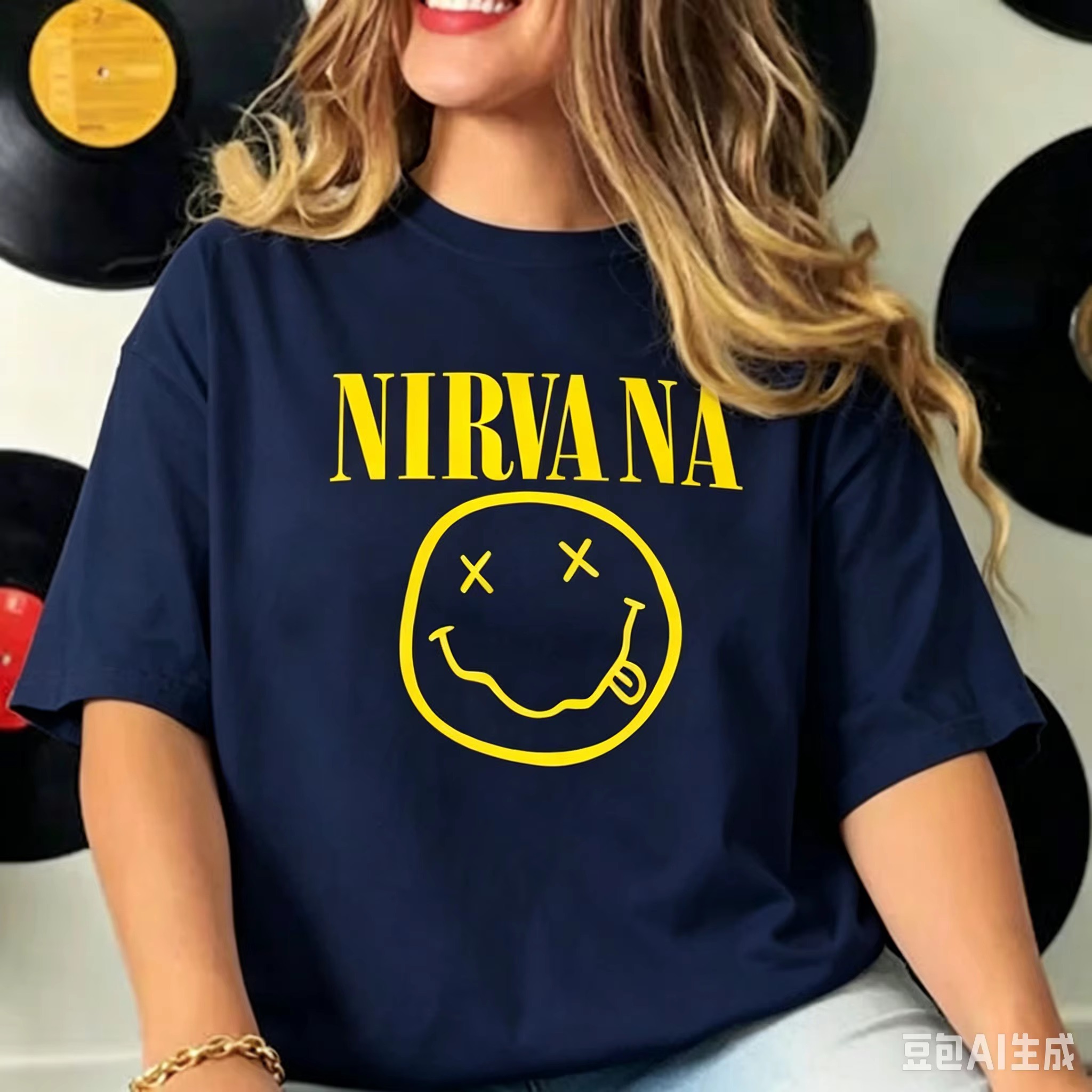 Nirvana Smiley Face Tee, 90s V - Women'S Fashion From The 90S 评论和价格